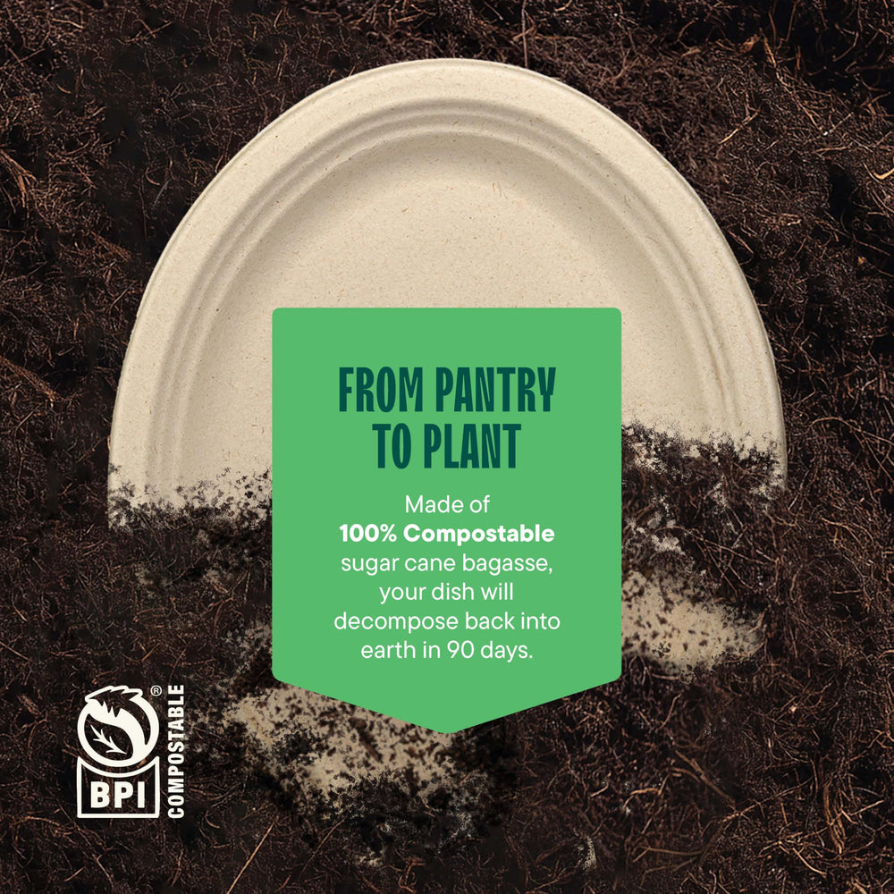 Stack Man label with BPI compostable badge showing certified composting benefit