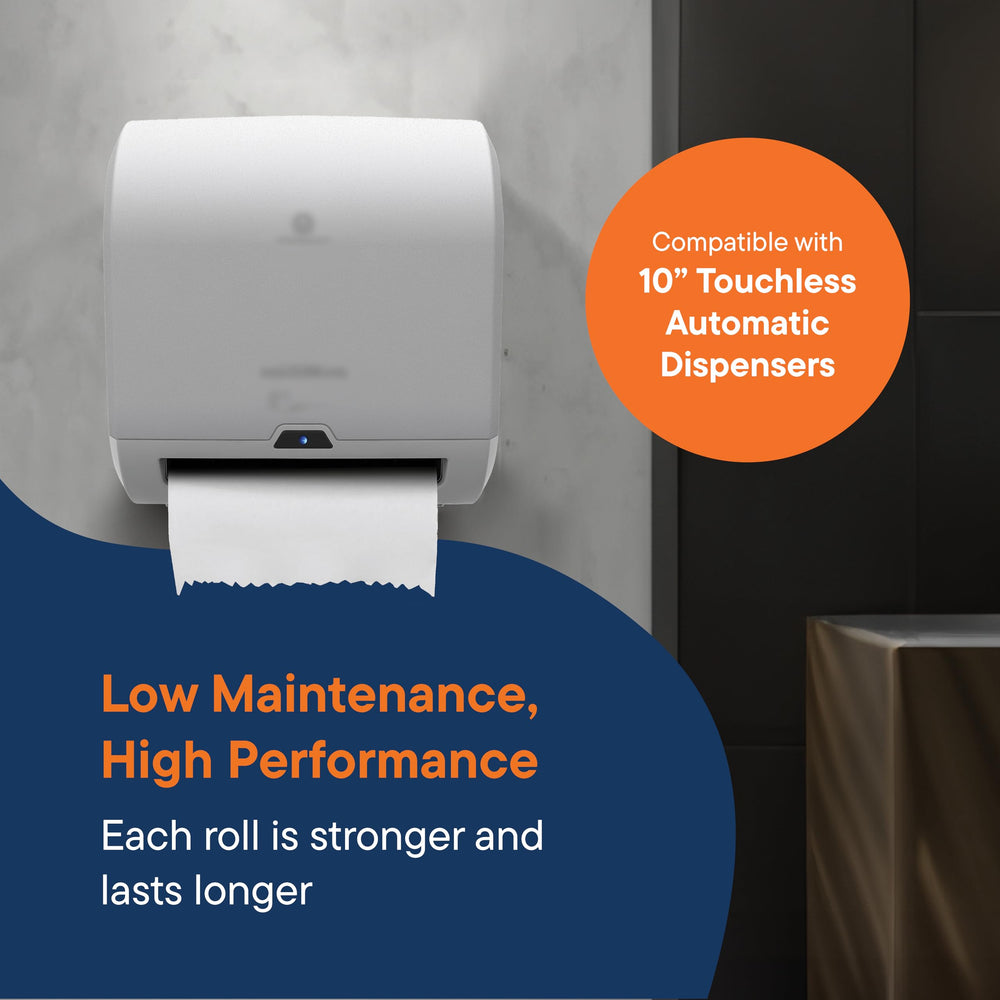 Stack Man roll inside a touchless dispenser demonstrating compatibility and hygiene
