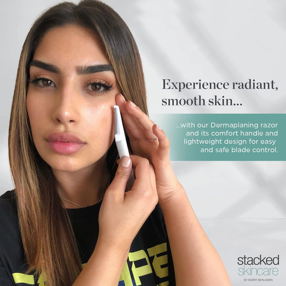 StackedSkincare blade being snapped into handle demonstrating easy installation and secure fit