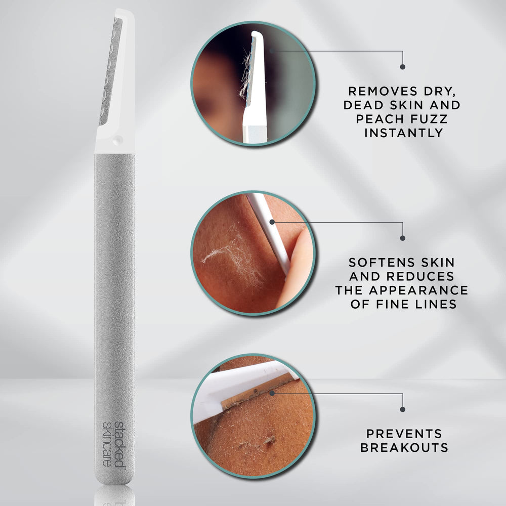 StackedSkincare three blades sealed in foil pouches for hygienic storage and preserved sharpness