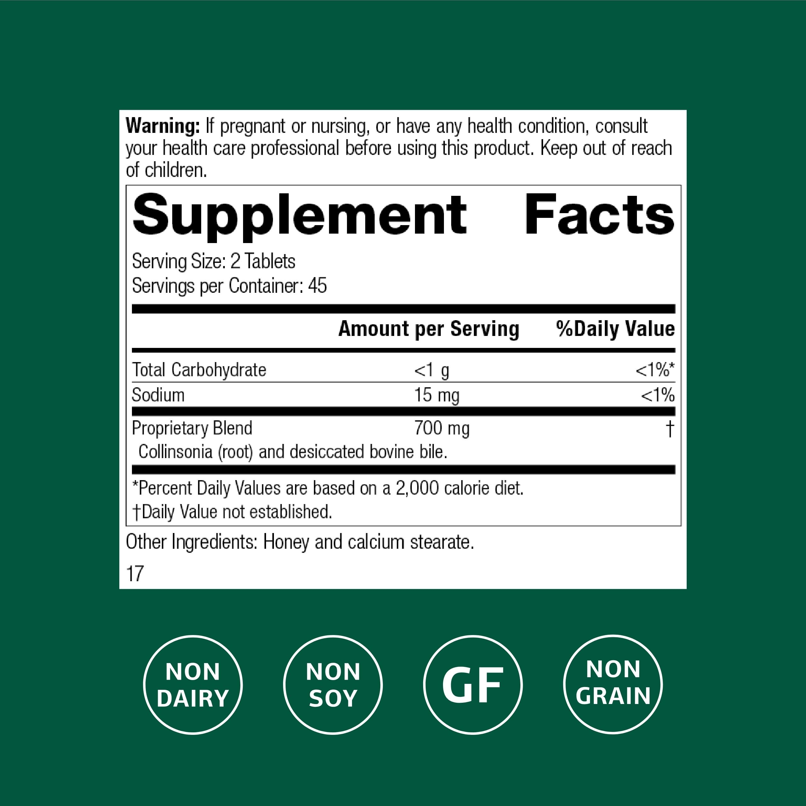 Standard Process Cholacol tablet close-up detail showing texture and consumption benefit
