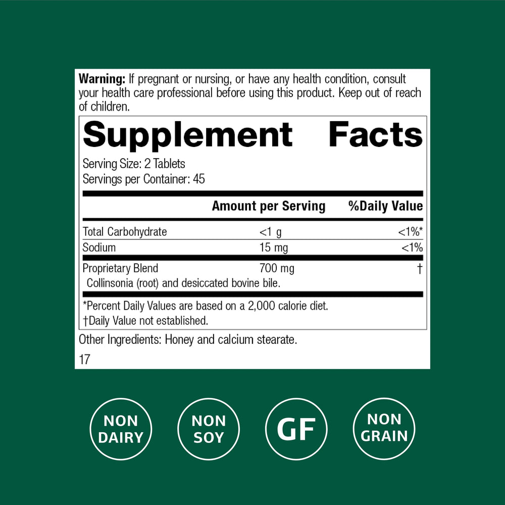 Standard Process Cholacol tablet close-up detail showing texture and consumption benefit