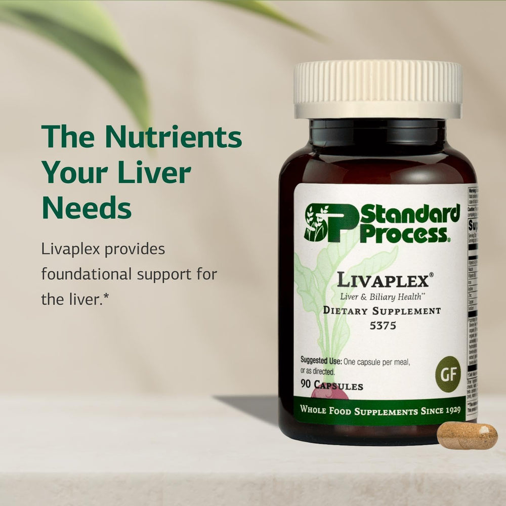 Standard Process Livaplex botanical ingredients display emphasizing natural sourcing