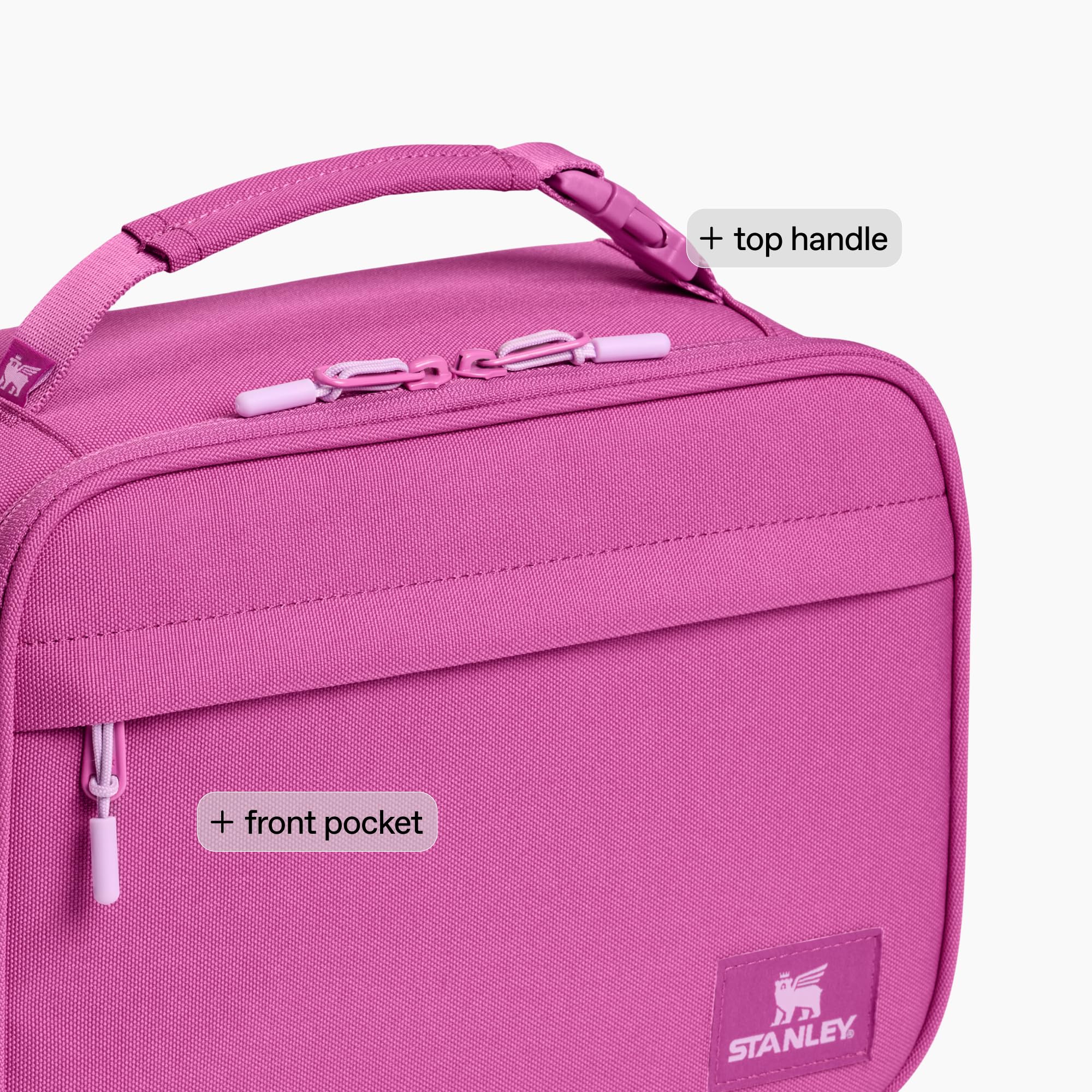 STANLEY padded handle and buckle clip for comfortable carry and backpack attachment