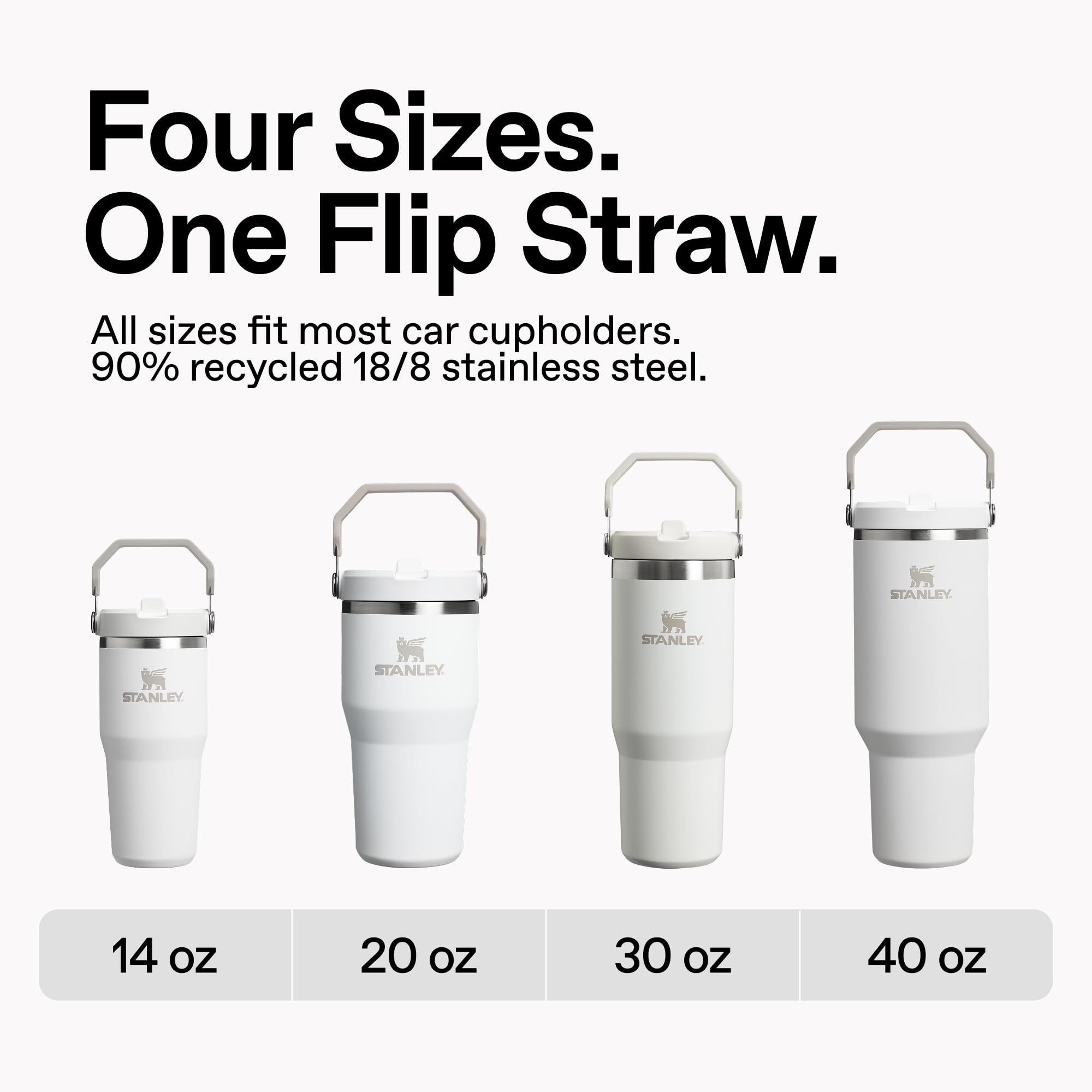 STANLEY IceFlow wide opening filled with ice showing easy fill and long-lasting cold benefit