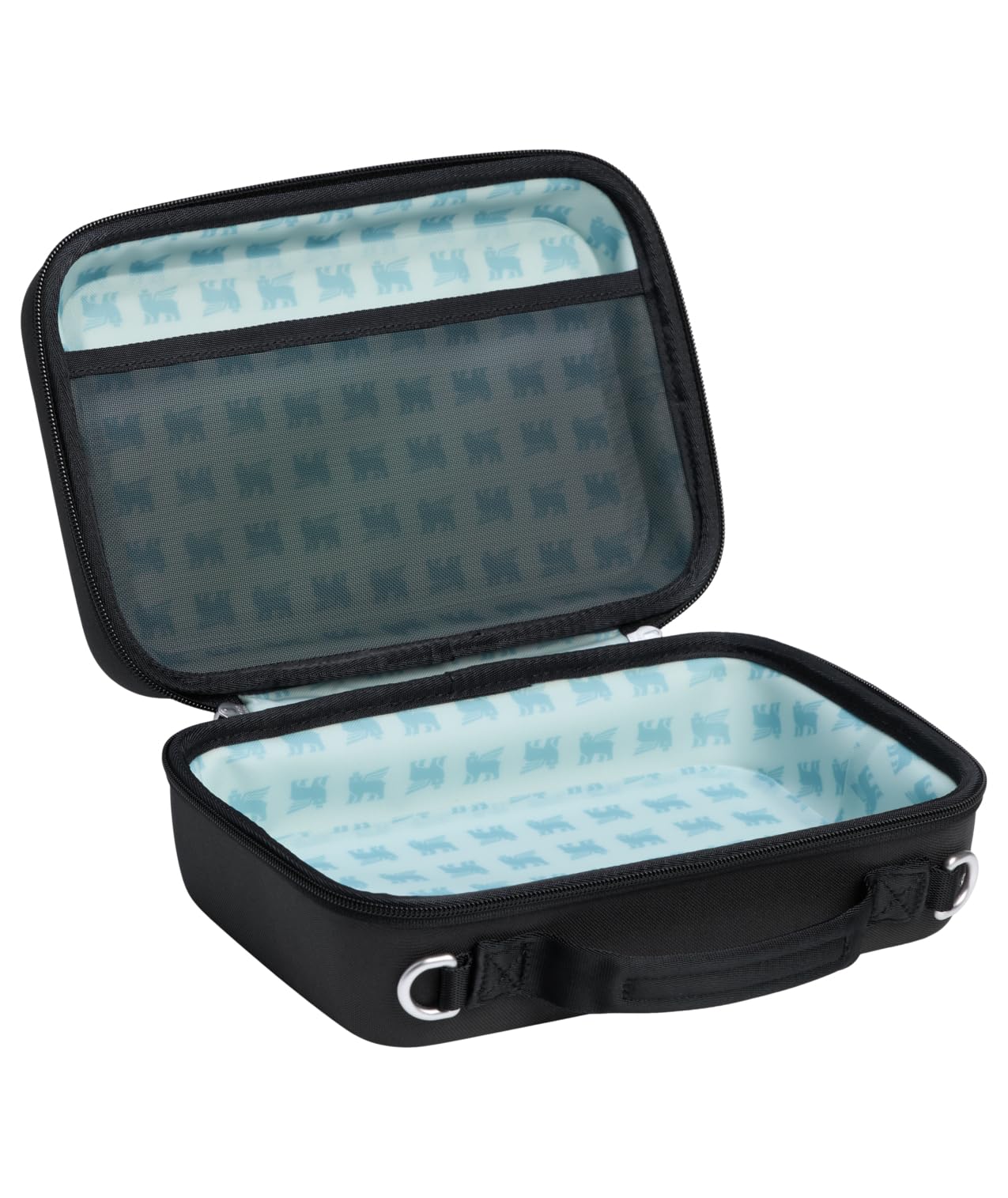 STANLEY open lid revealing interior mesh pocket and food-grade liner for organized storage