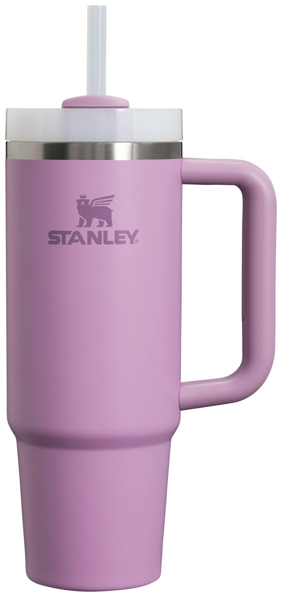 STANLEY front view of lilac 30 oz Quencher showing handle and lid — durable design benefit