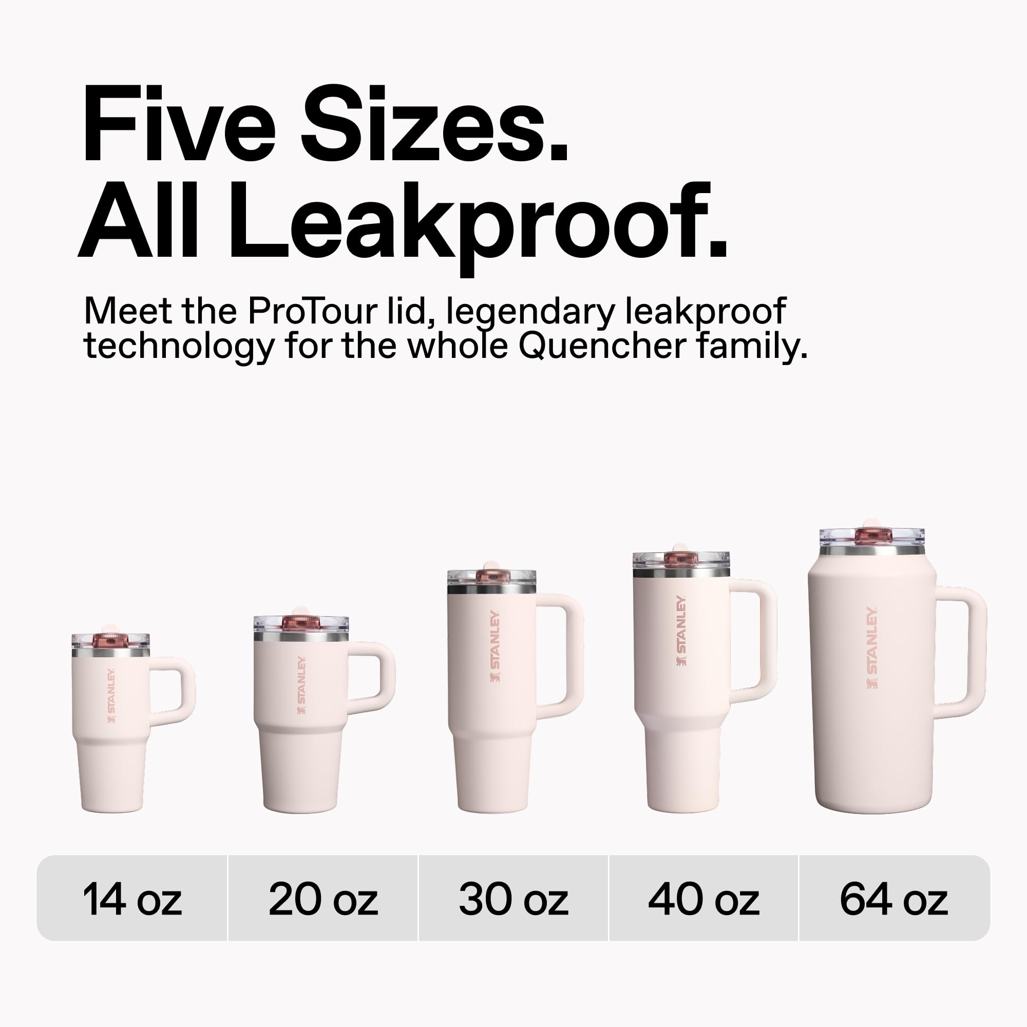 STANLEY Quencher next to water bottle for 40 oz size and portability comparison