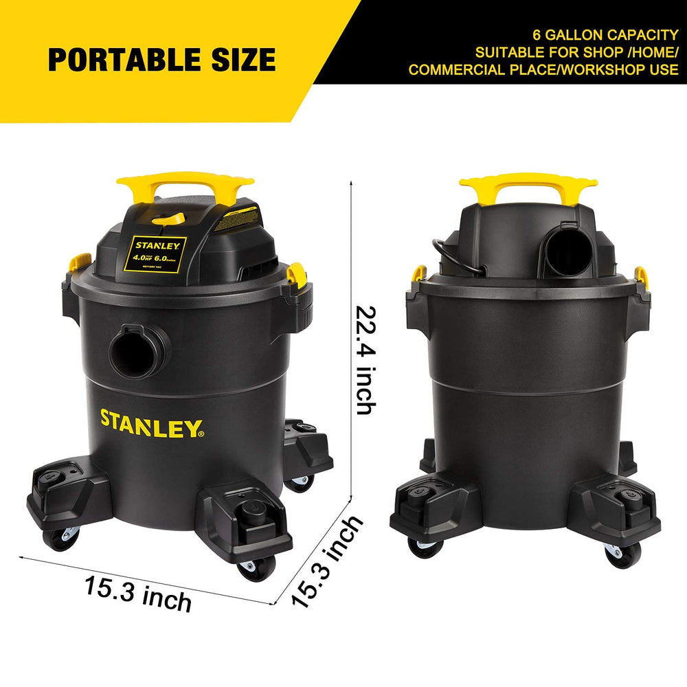 STANLEY vacuum closeup of large waterproof on/off switch for safe access