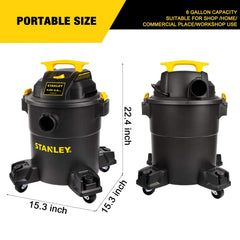 STANLEY vacuum closeup of large waterproof on/off switch for safe access