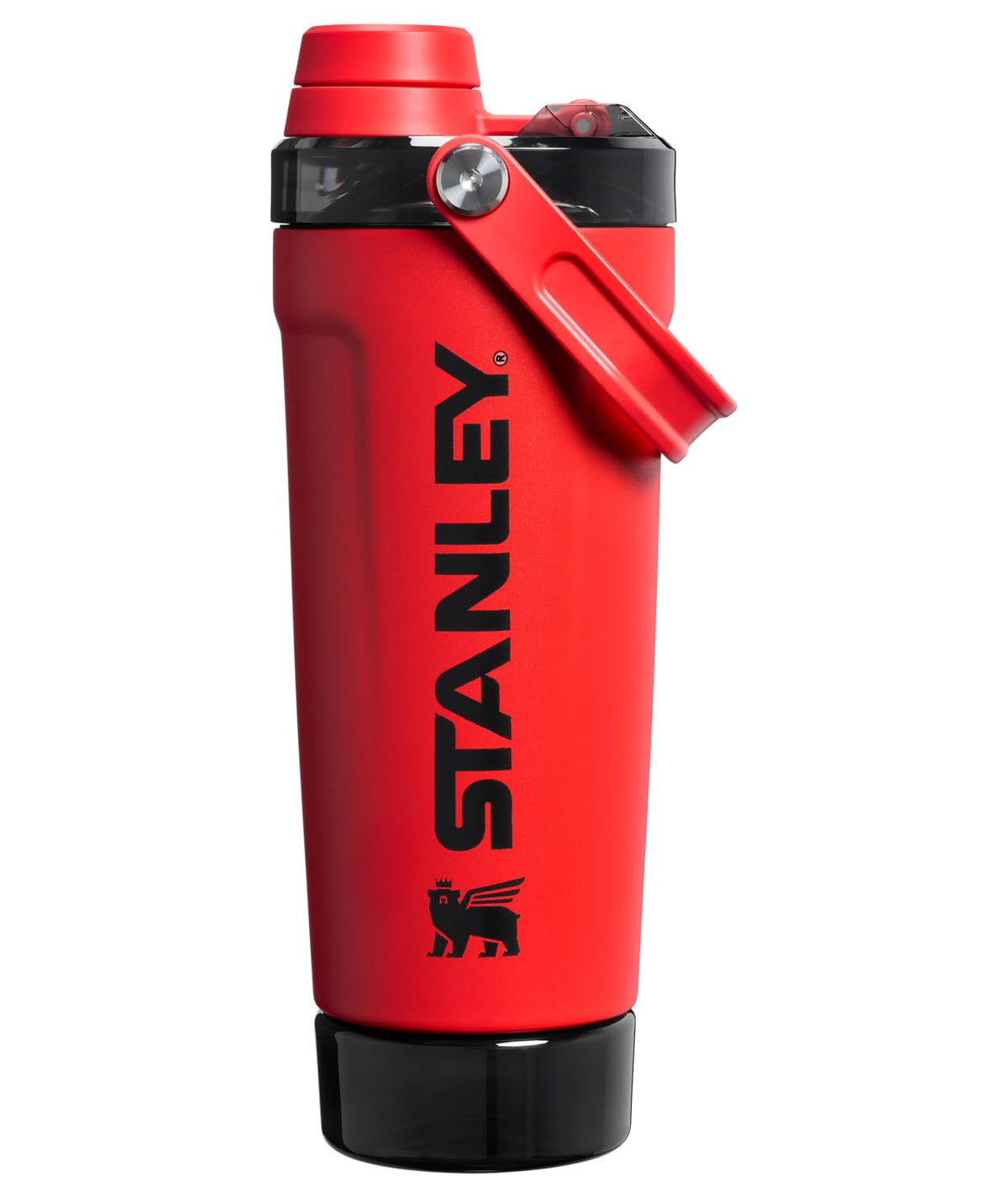 STANLEY front view showing chili black bottle, durable insulation benefit