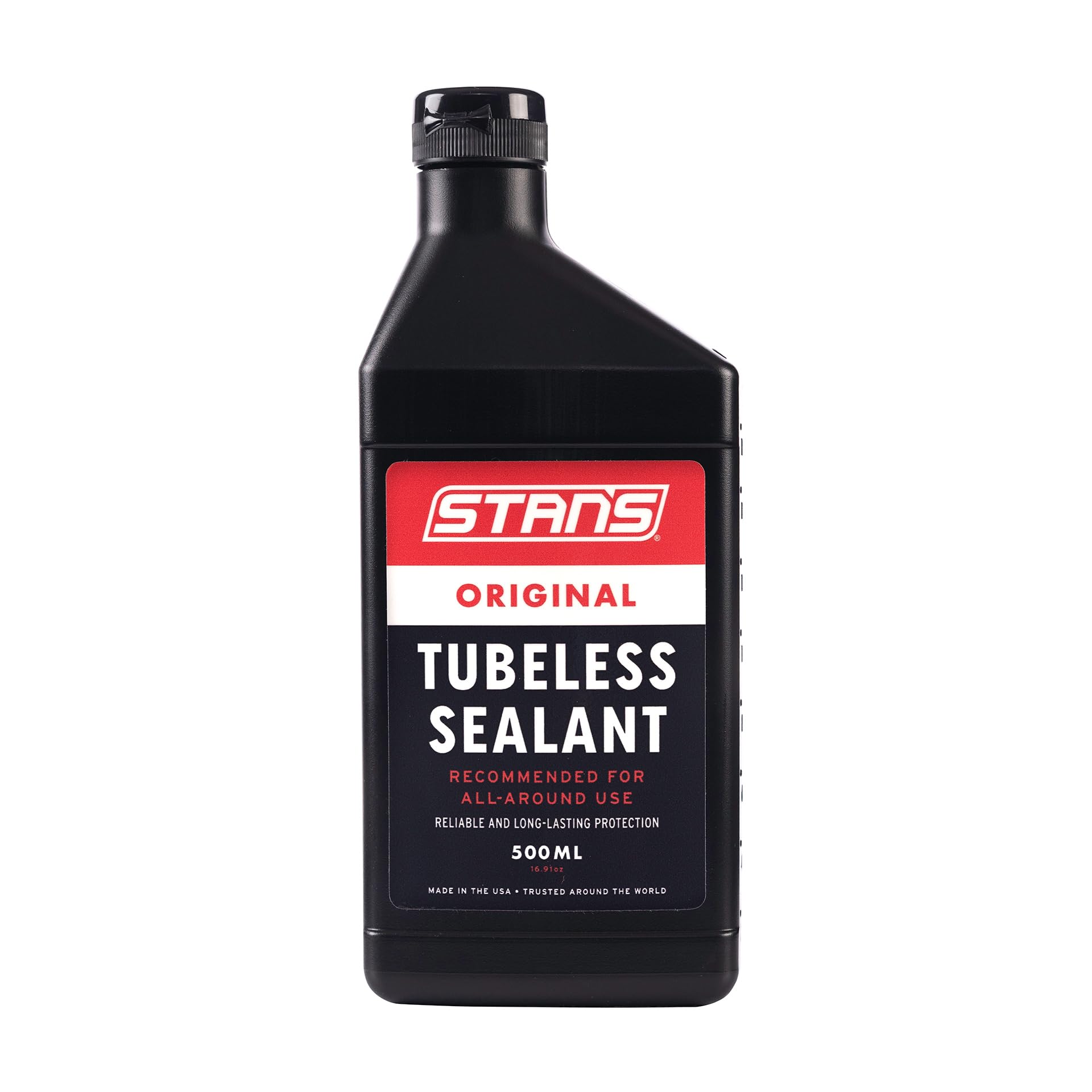 Stan's NoTubes bottle front view showing label and volume benefit