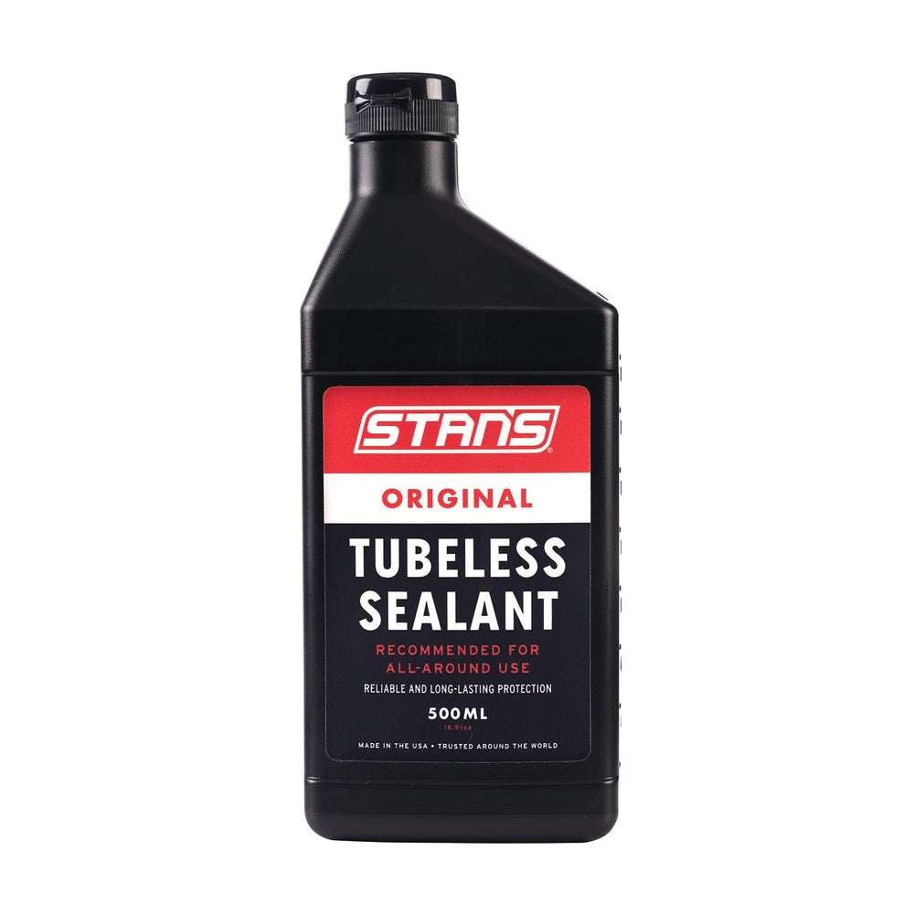 Stan's NoTubes bottle front view showing label and volume benefit
