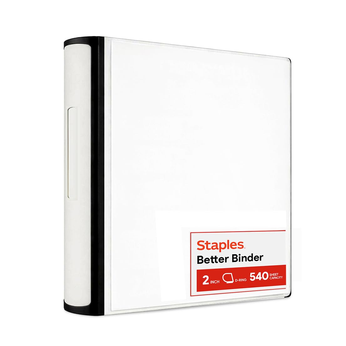 STAPLES Better Binder front view showing clean white finish and professional look