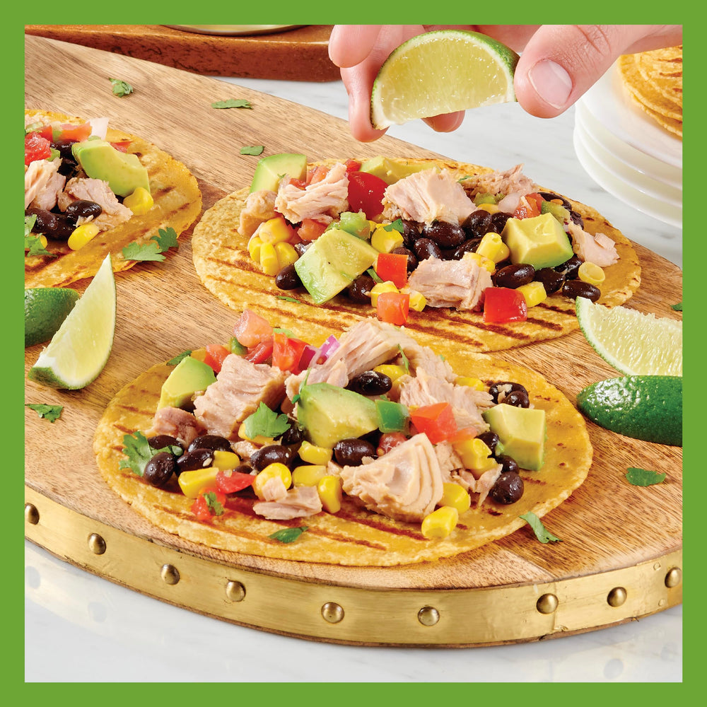 StarKist E.V.O.O. tuna served on crackers showing easy snack idea on the go