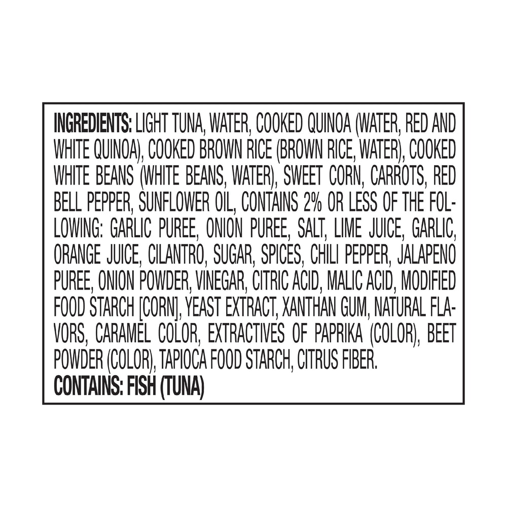StarKist nutrition label close-up to show protein, fiber and calorie information