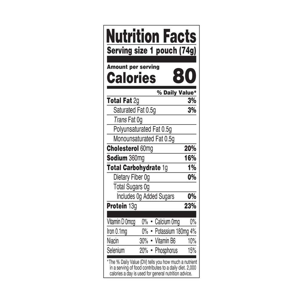 StarKist pouch in hand showing 2.6 oz portion for simple portion control