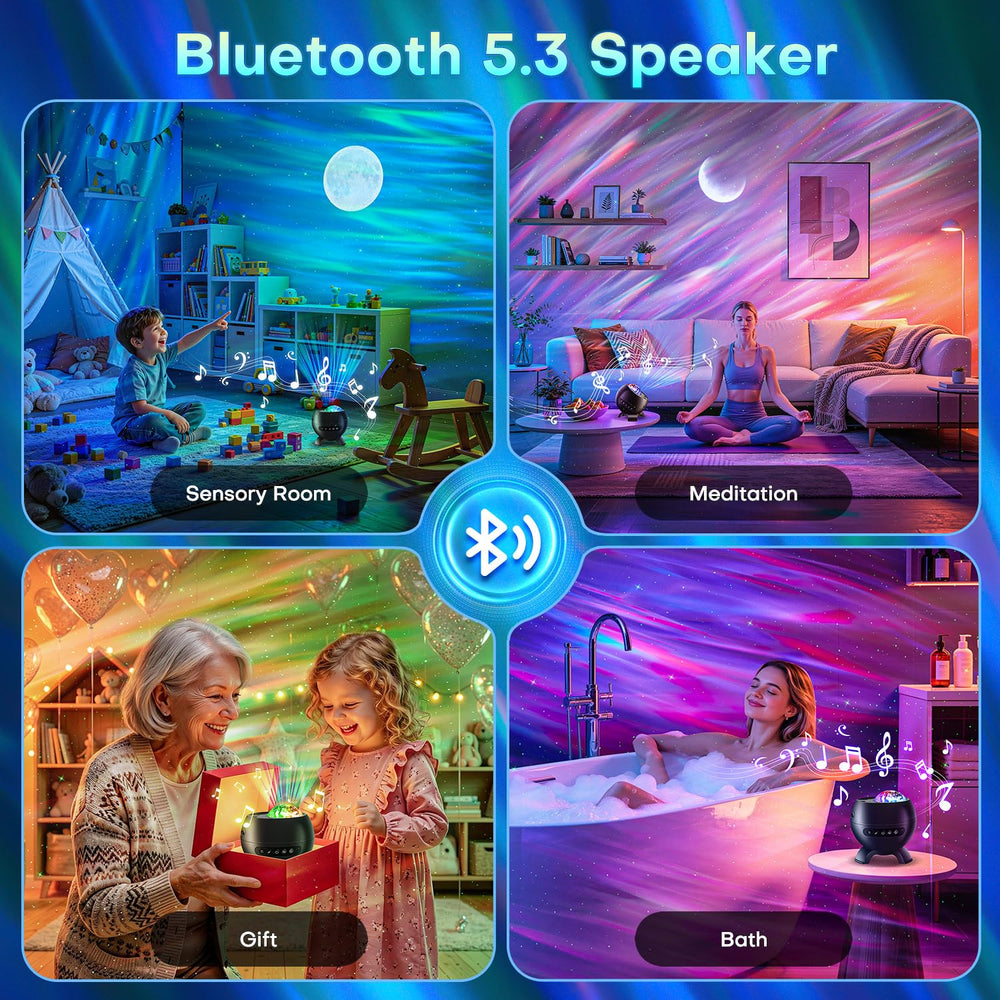 Staryou lifestyle bedroom scene demonstrating immersive night-sky atmosphere
