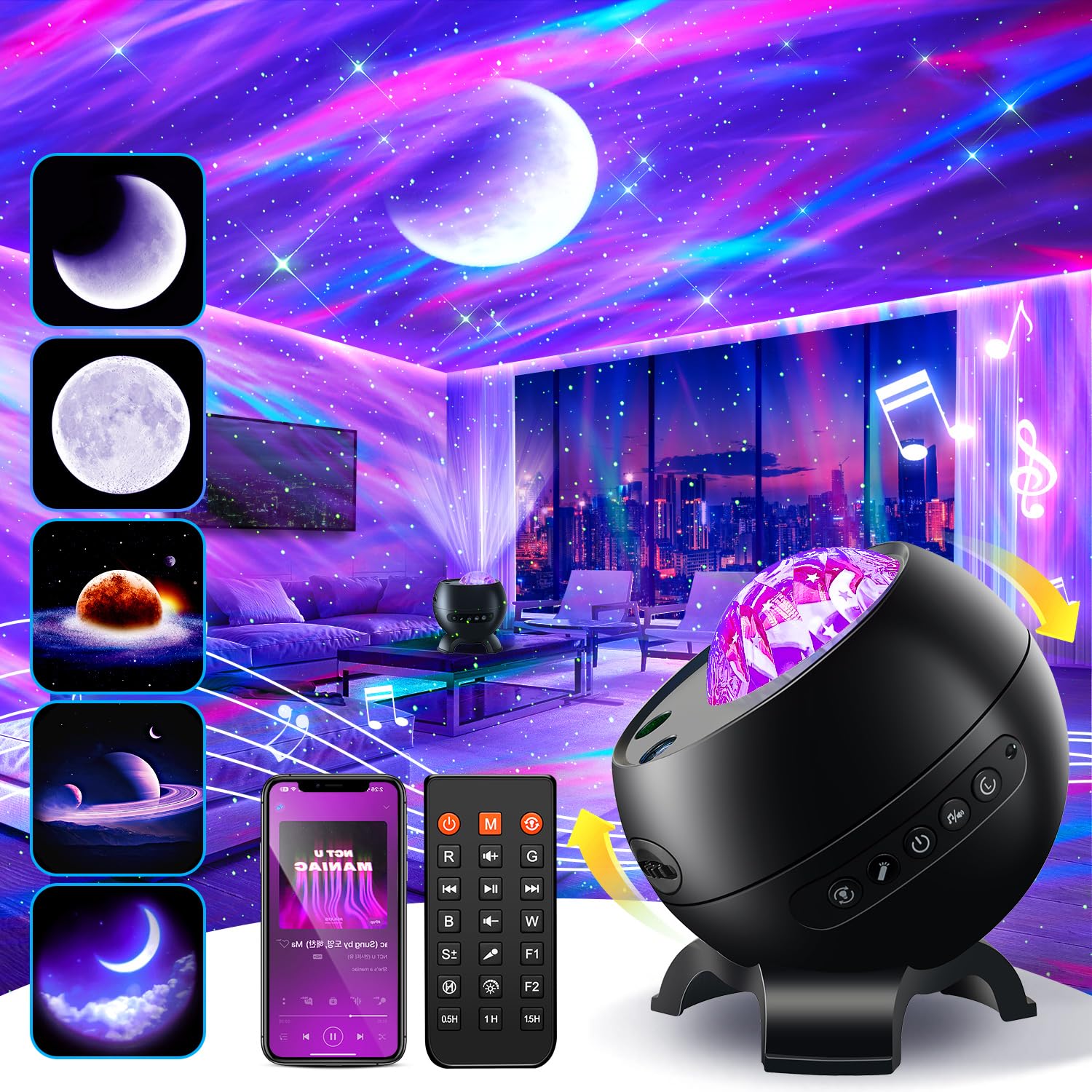 Staryou front view sphere showing matte black finish and stable base for decor