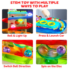 Stay Fun mini cars and light-up ball, illustrates fast visual stimulation