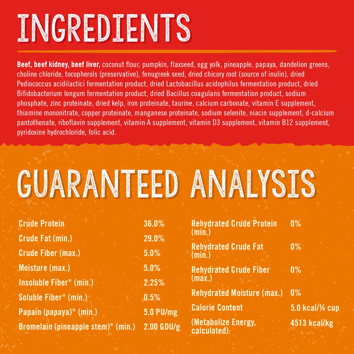 Stella & Chewy's ingredient spread with beef, pumpkin and papaya for digestion