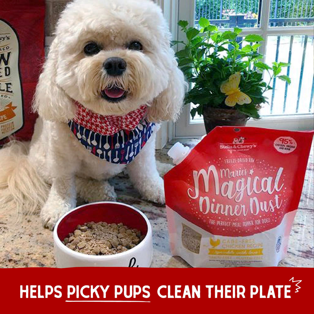 Stella & Chewy's outdoor picnic scene serving the powder topper