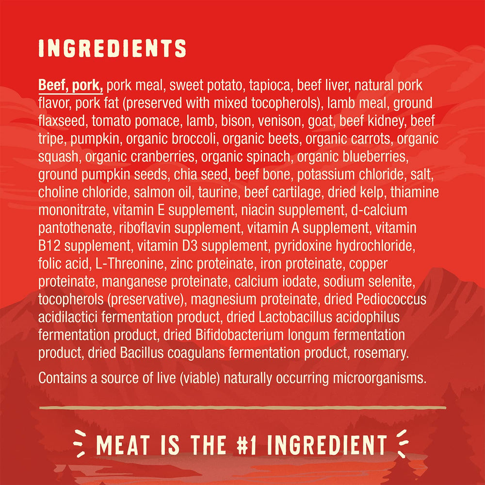 Stella & Chewy's red meat ingredients array showing variety and quality