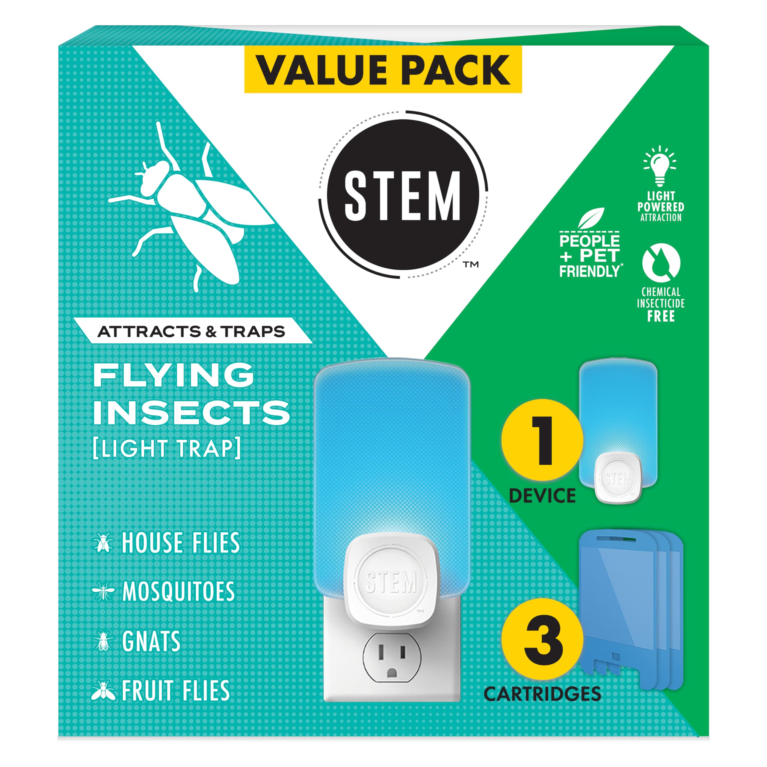 STEM front view of plug-in trap showing compact discreet design and easy placement