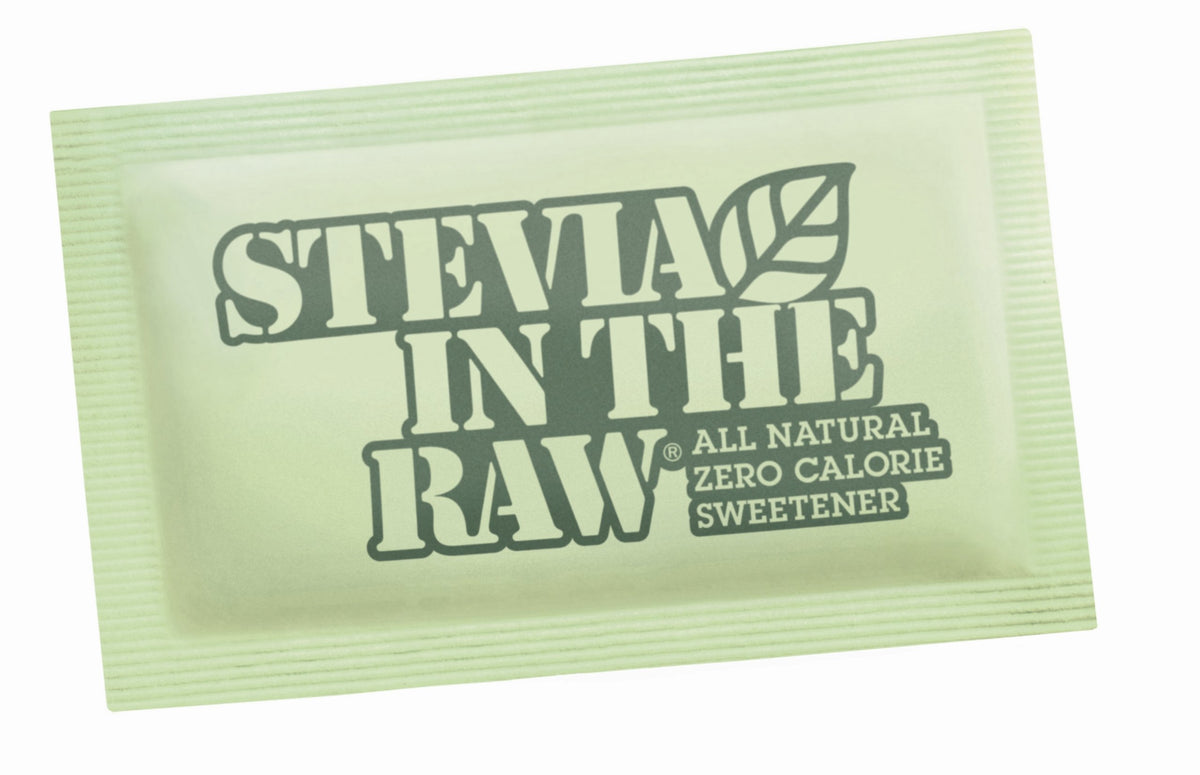 Stevia in the Raw front box showing packets and convenient bulk supply benefit
