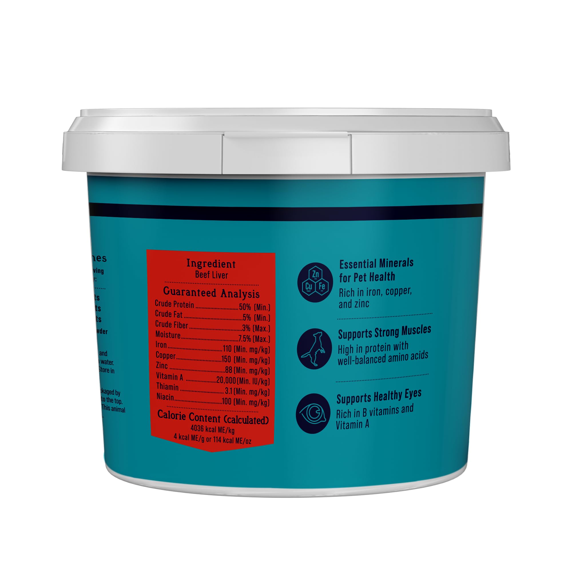 Stewart tub back label showing ingredient list and storage directions