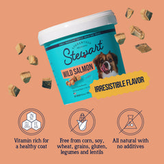 Stewart wild salmon open tub with morsels visible, easy-access for training sessions