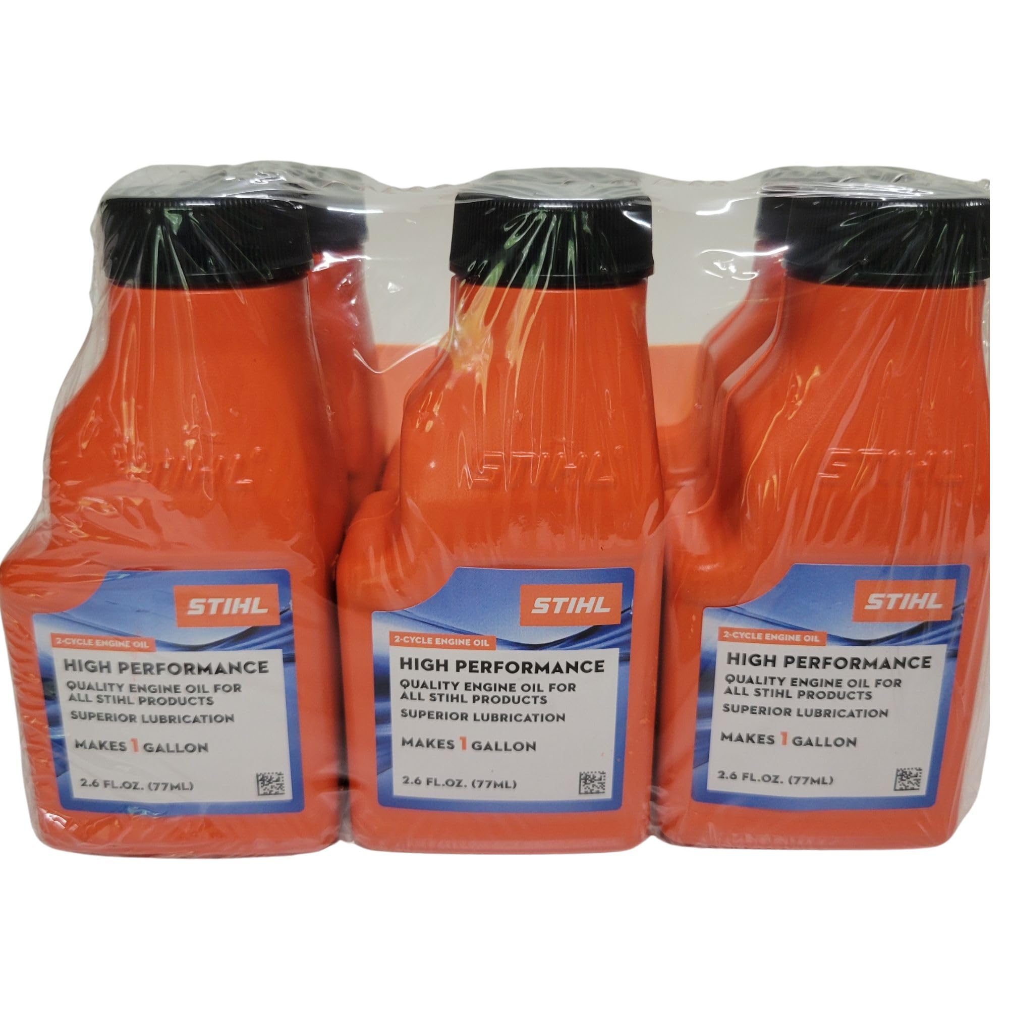 STIHL close-up of bottle label highlighting accurate pre-measured dosing