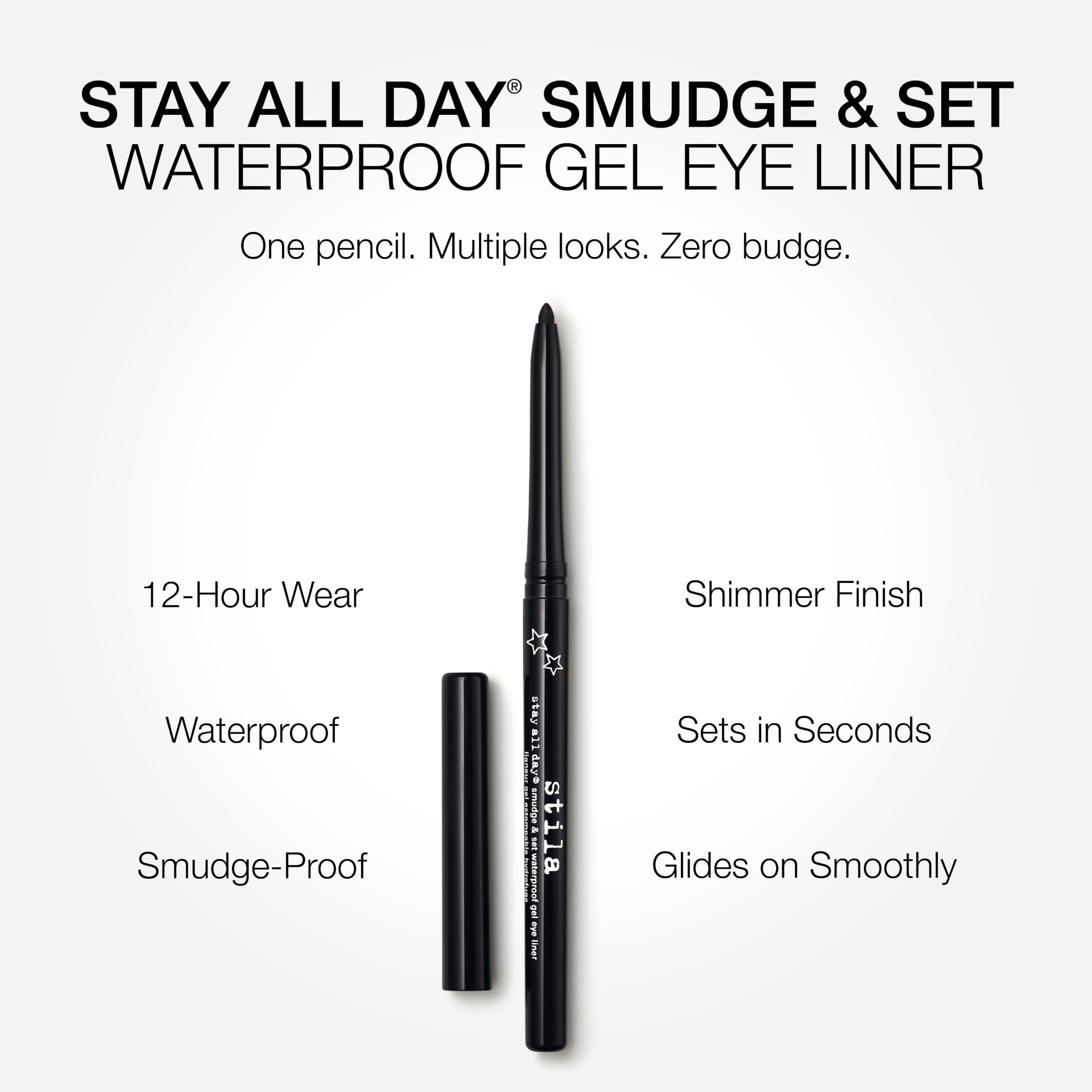 stila stingray black texture swatch revealing rich, waterproof pigment