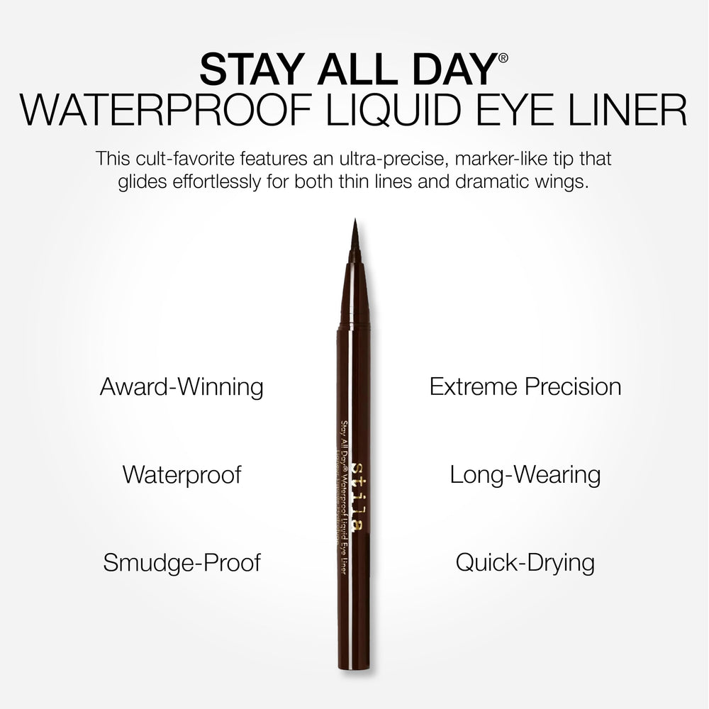 stila winged eye makeup lifestyle photo showing long-wear, smudge-resistant finish