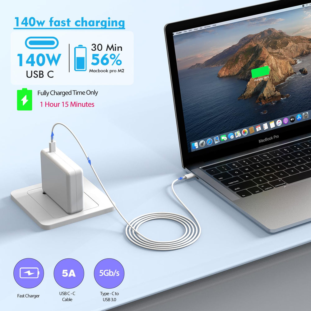 StinkLight 6ft USB-C cable coiled on table, durable build and long reach for comfortable use