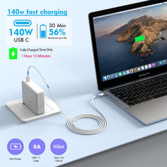 StinkLight 6ft USB-C cable coiled on table, durable build and long reach for comfortable use