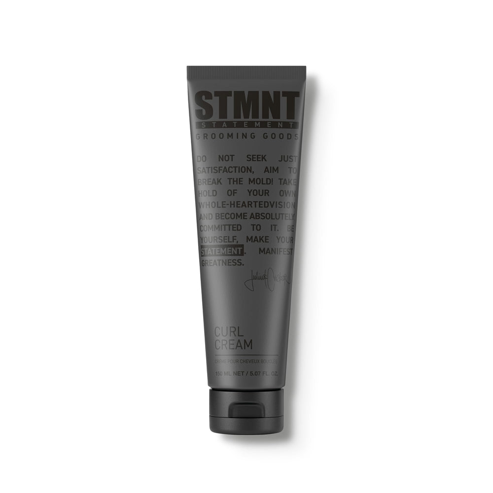 STMNT curl cream front jar showing label and compact packaging benefit convenience