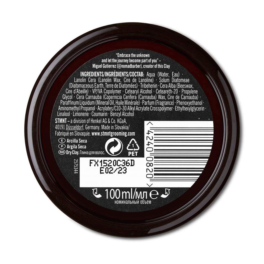 STMNT dry clay on bathroom shelf lifestyle scene conveying daily grooming benefit