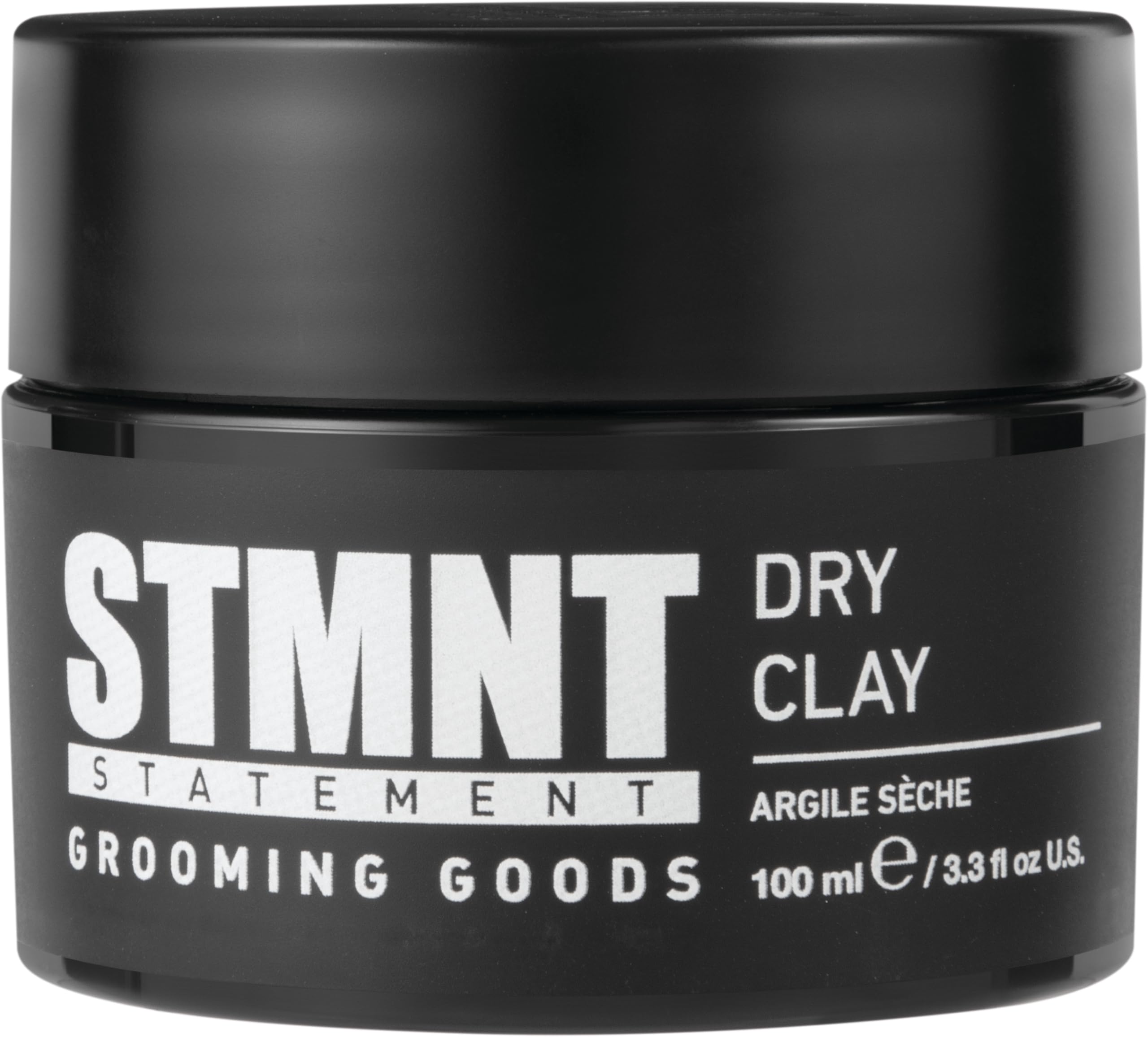STMNT dry clay front packaging showing jar and matte finish benefits