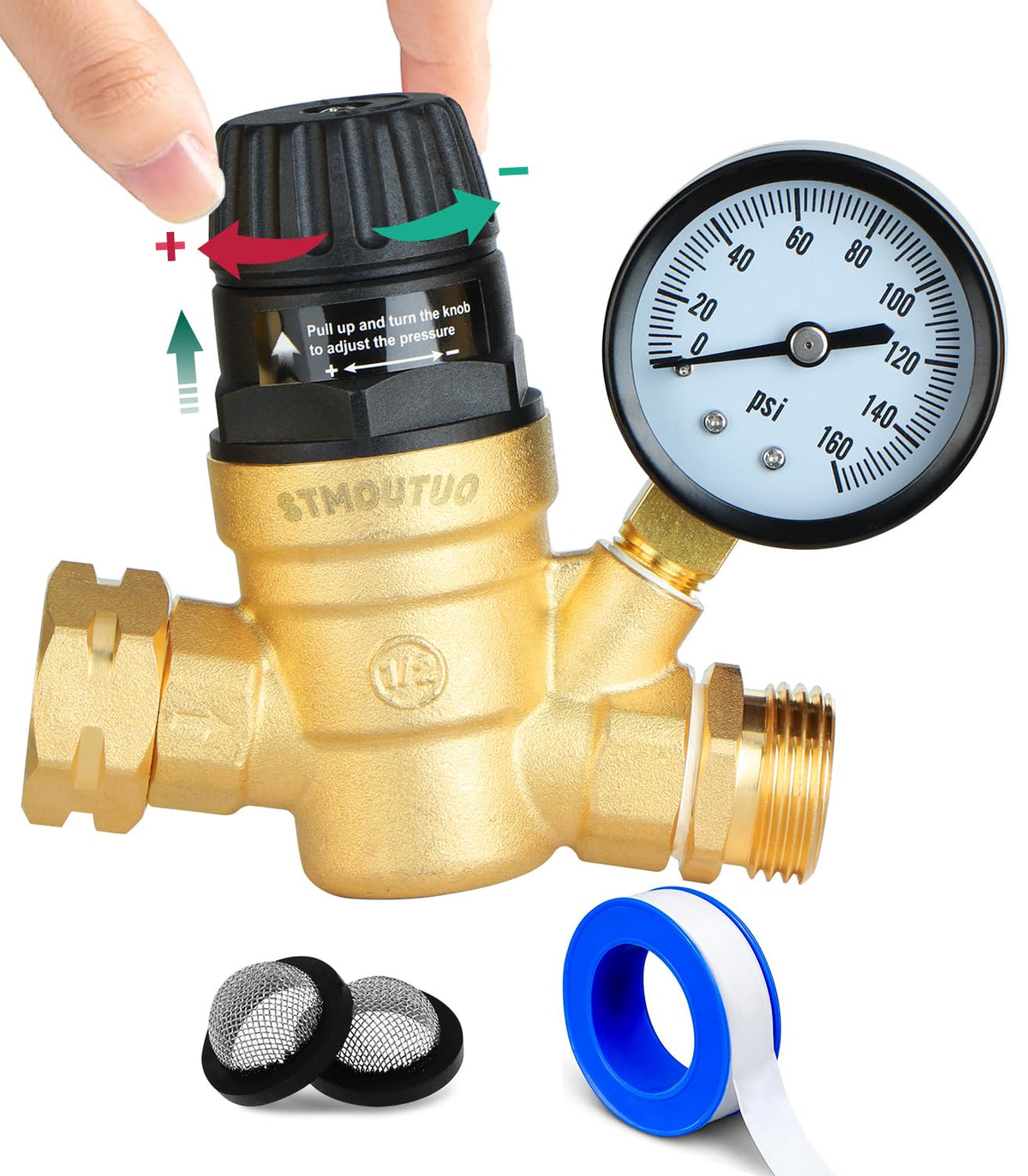 STMOUTUO front view of regulator showing compact design and easy hookup benefit