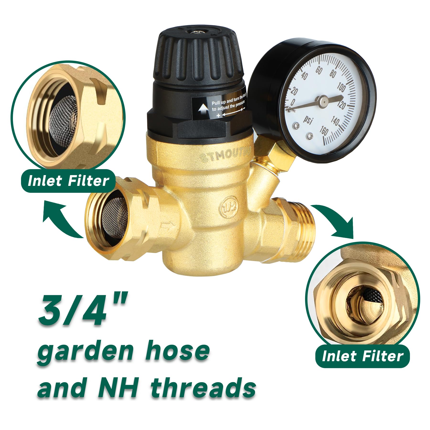 STMOUTUO 3/4-inch thread connection demonstrating secure, standard hookup benefit