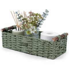 STOBSK green basket front view showing neat handcrafted storage benefit