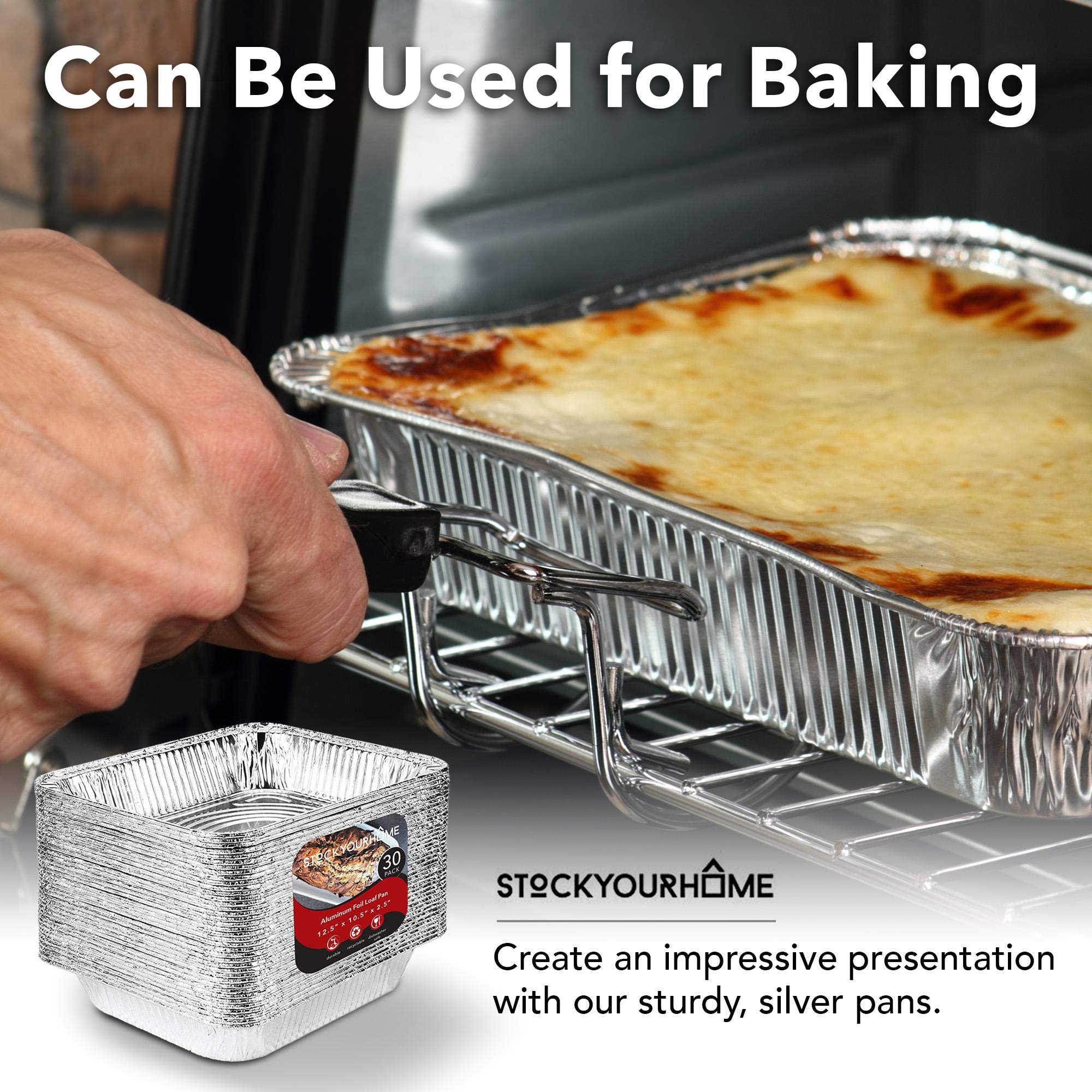 Stock Your Home hand holding pan showing scale and easy transportability