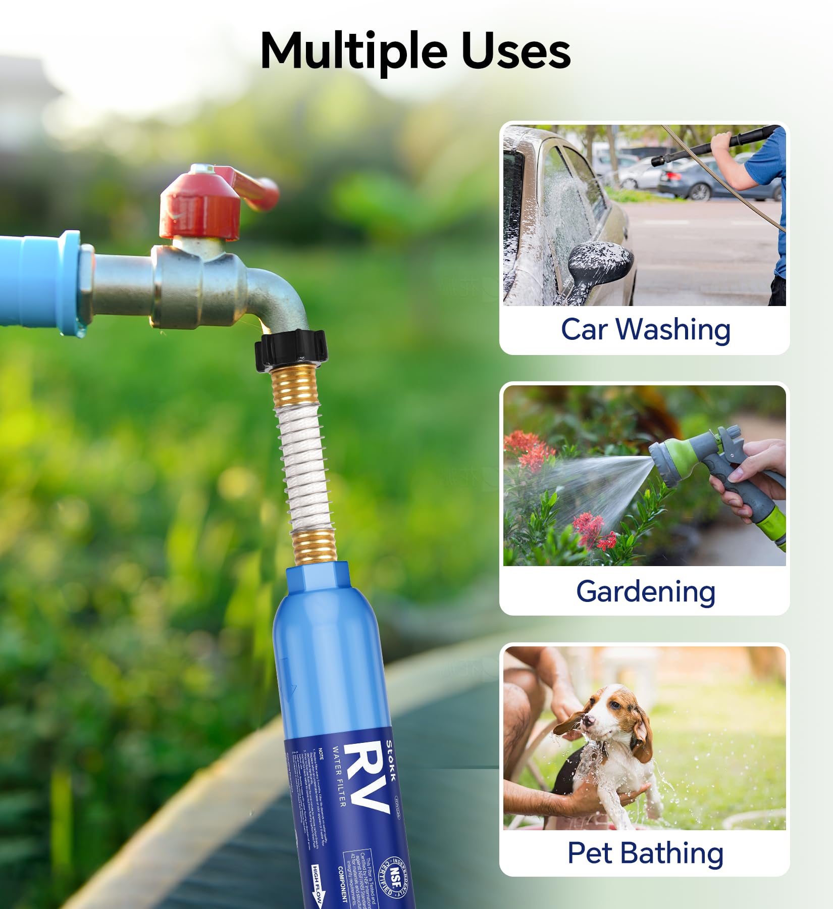 Stokk installed on RV spigot providing cleaner, better-tasting water