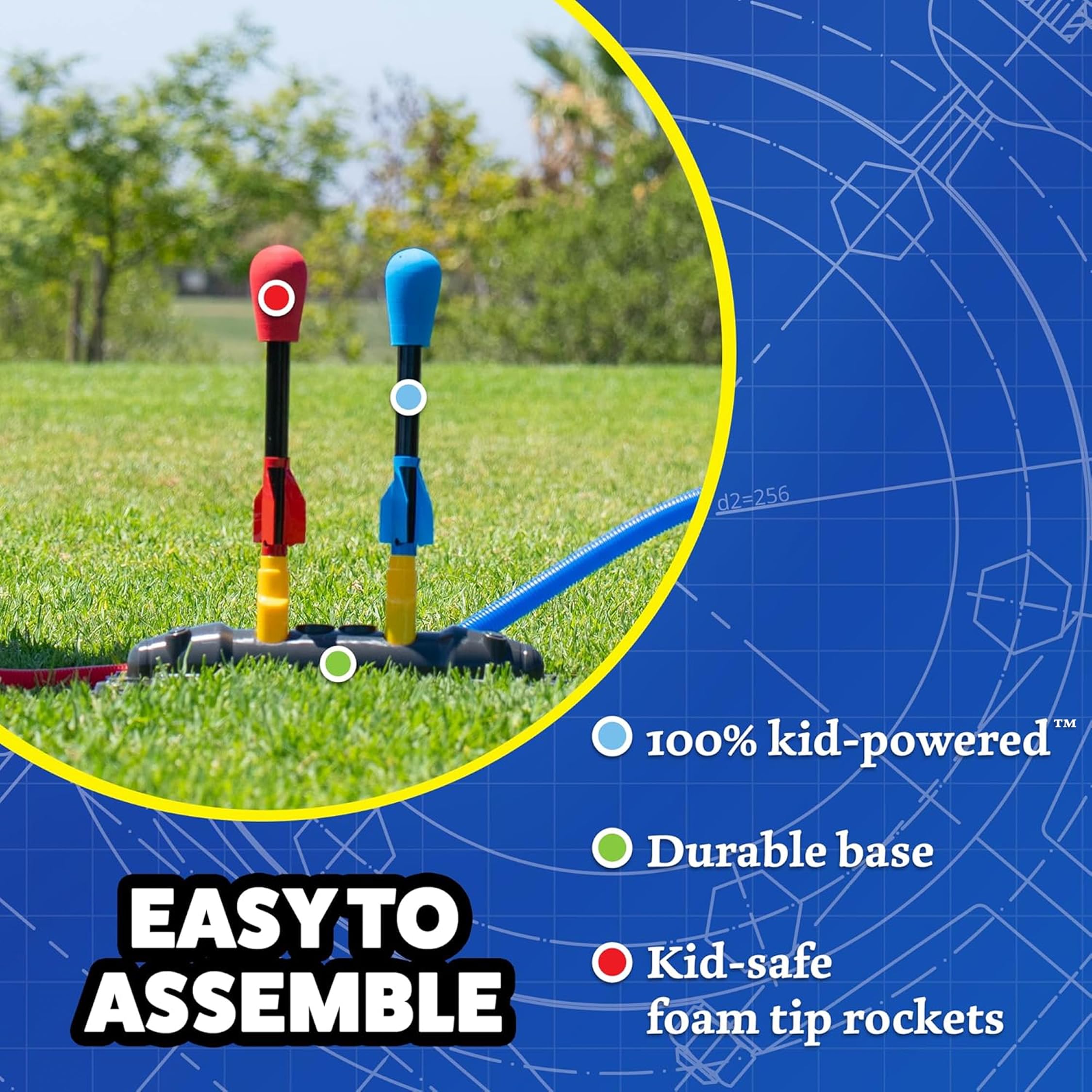 Stomp Rocket in use with two kids stomping together encouraging active outdoor play
