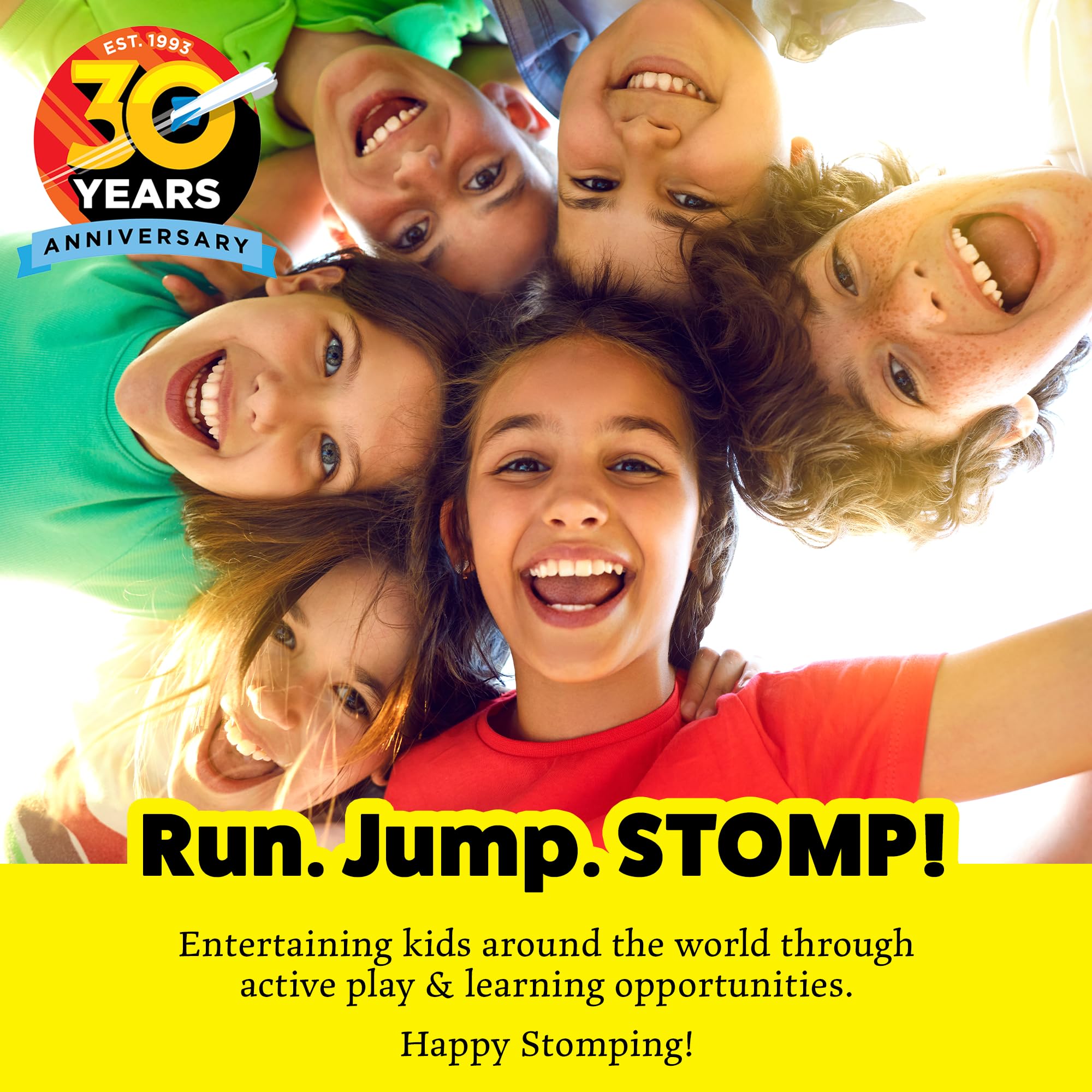 Stomp Rocket launched rocket midair illustrating high flight and excitement benefit