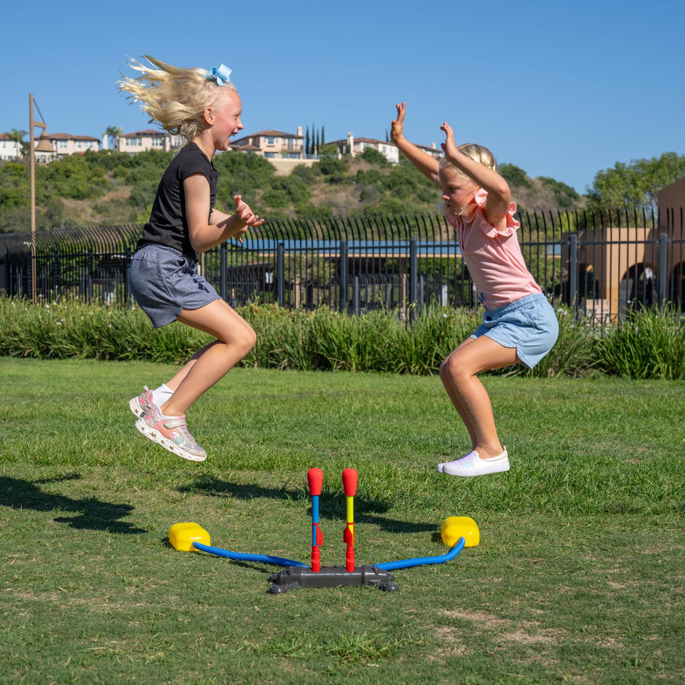 Stomp Rocket packed travel ready showing portability and benefit take-anywhere play