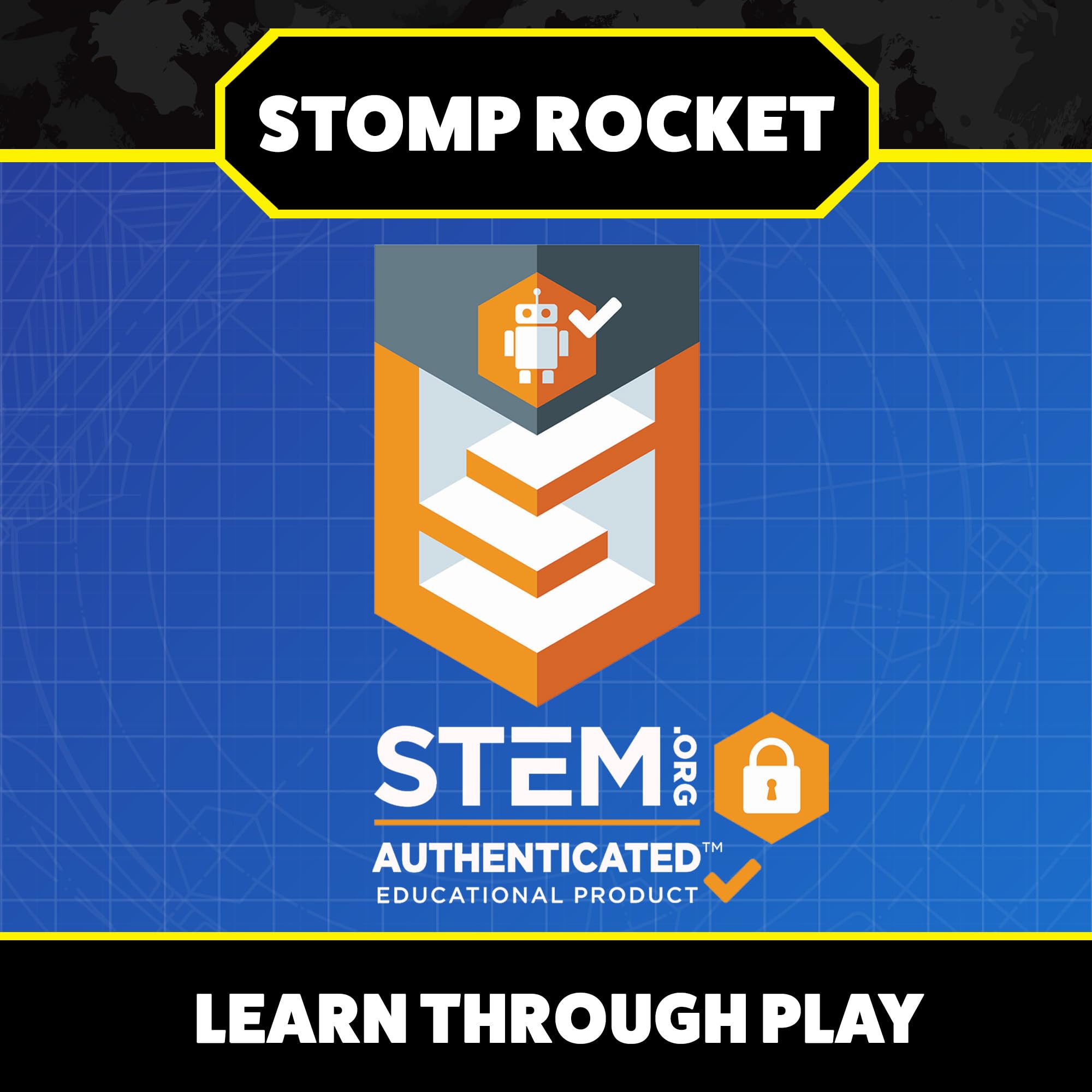 Stomp Rocket scale next to child foot demonstrating size and kid-powered fun benefit