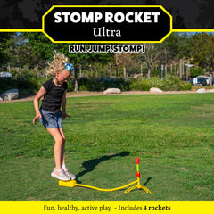 Stomp Rocket Ultra four foam-tipped rockets close-up for safe play