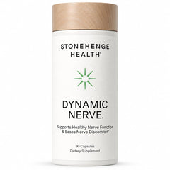 Stonehenge Health bottle front label showing Dynamic Nerve benefits and clear branding